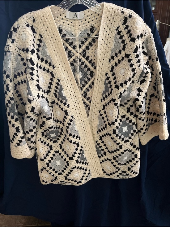 Sweaters - Cream Crochet Open-Front Women's Sweater Cardigan
